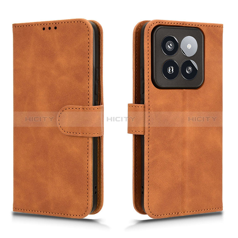 Coque Portefeuille Livre Cuir Etui Clapet L01Z pour Xiaomi Mi 14 5G Marron Plus