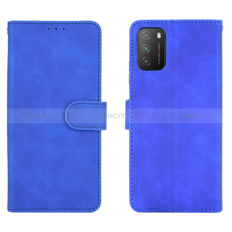 Coque Portefeuille Livre Cuir Etui Clapet L01Z pour Xiaomi Poco M3 Bleu Plus