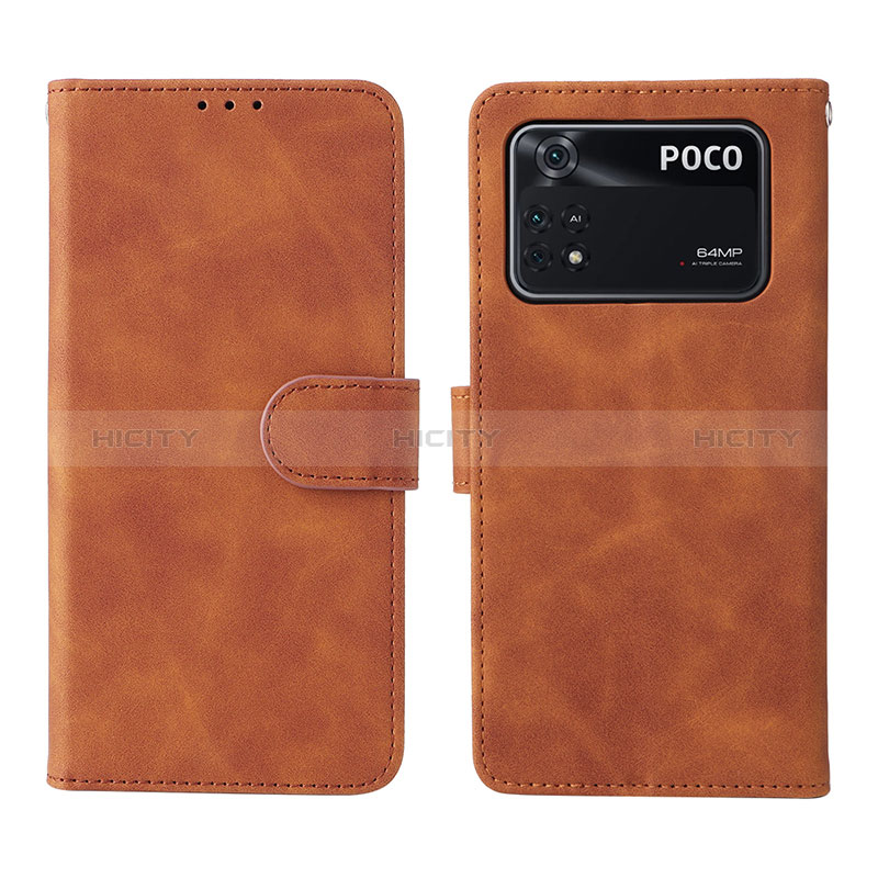 Coque Portefeuille Livre Cuir Etui Clapet L01Z pour Xiaomi Poco M4 Pro 4G Marron Plus