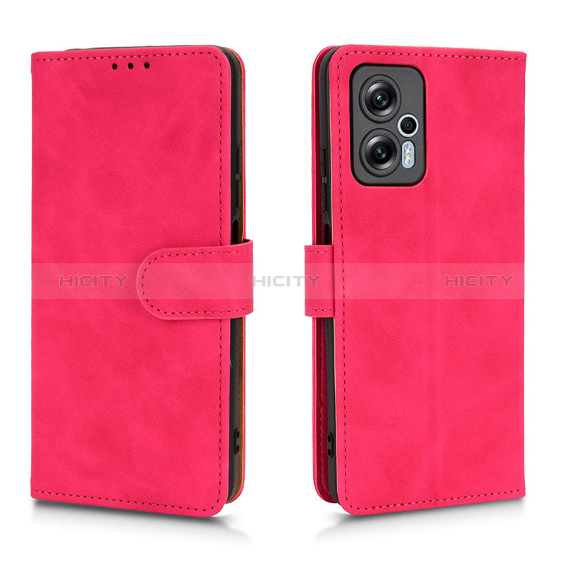 Coque Portefeuille Livre Cuir Etui Clapet L01Z pour Xiaomi Poco X4 GT 5G Rose Rouge Plus