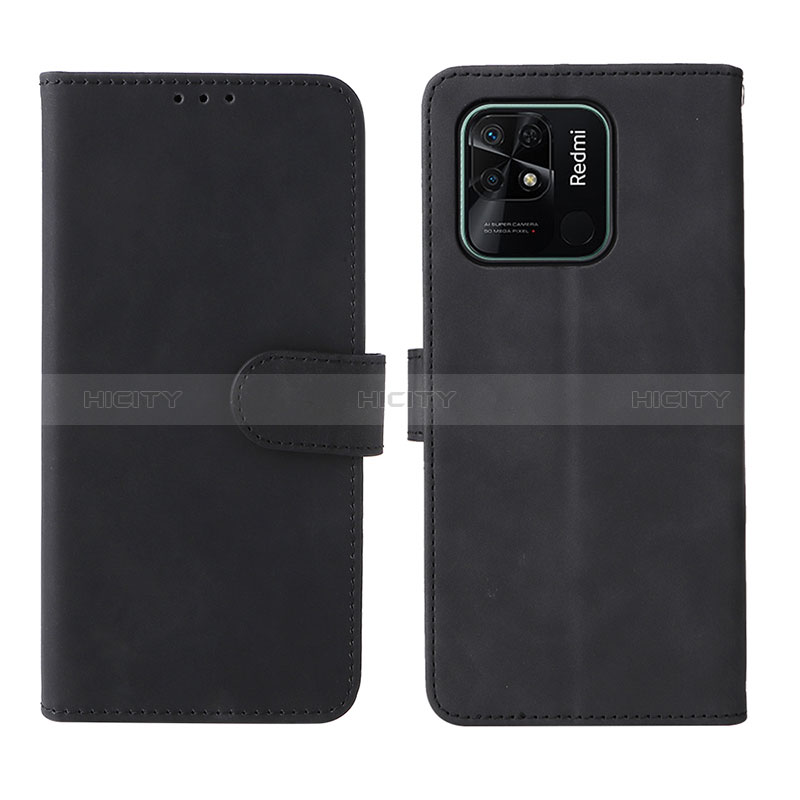 Coque Portefeuille Livre Cuir Etui Clapet L01Z pour Xiaomi Redmi 10 India Noir Plus