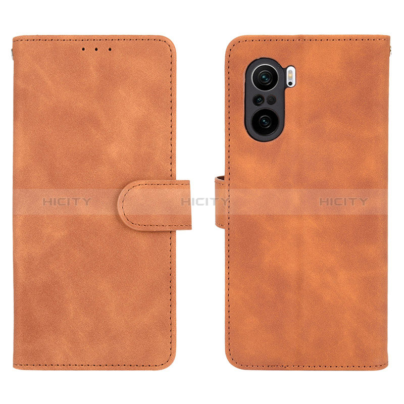 Coque Portefeuille Livre Cuir Etui Clapet L01Z pour Xiaomi Redmi K40 5G Marron Plus