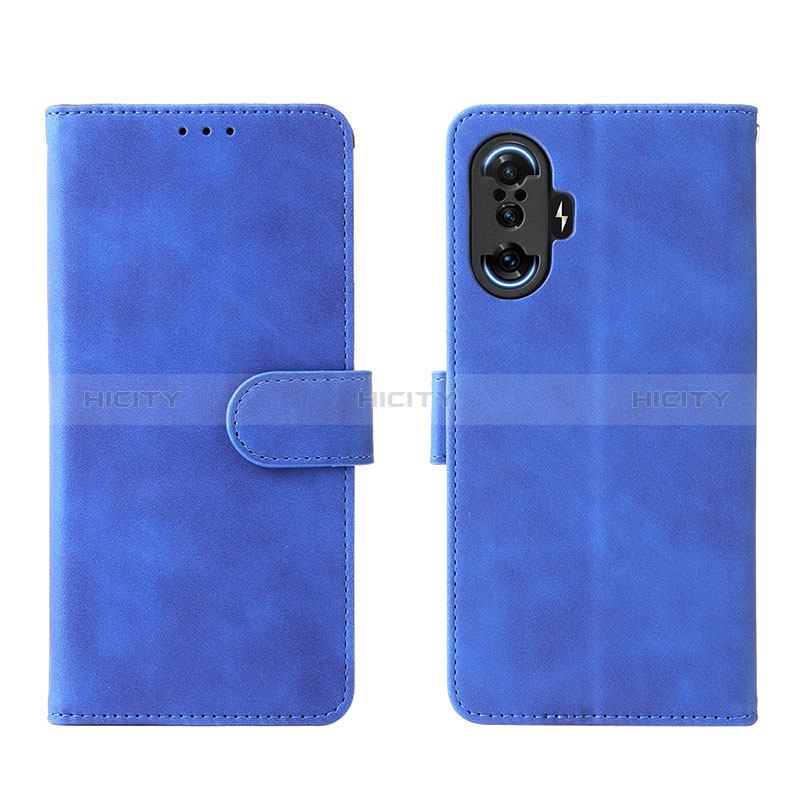 Coque Portefeuille Livre Cuir Etui Clapet L01Z pour Xiaomi Redmi K40 Gaming 5G Bleu Plus