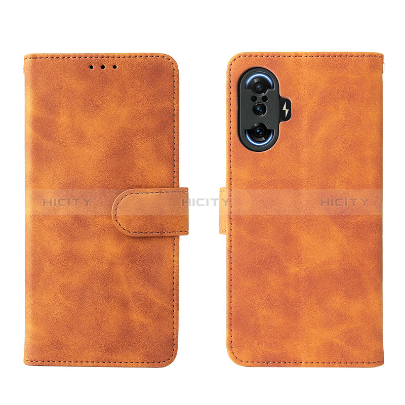 Coque Portefeuille Livre Cuir Etui Clapet L01Z pour Xiaomi Redmi K40 Gaming 5G Marron Plus