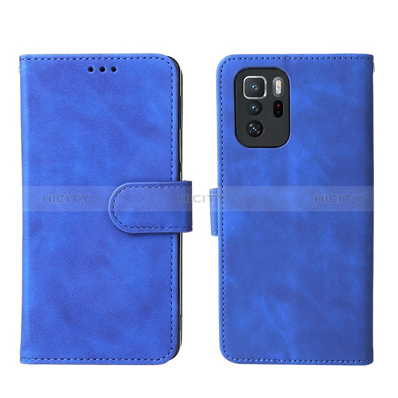 Coque Portefeuille Livre Cuir Etui Clapet L01Z pour Xiaomi Redmi Note 10 Pro 5G Bleu Plus