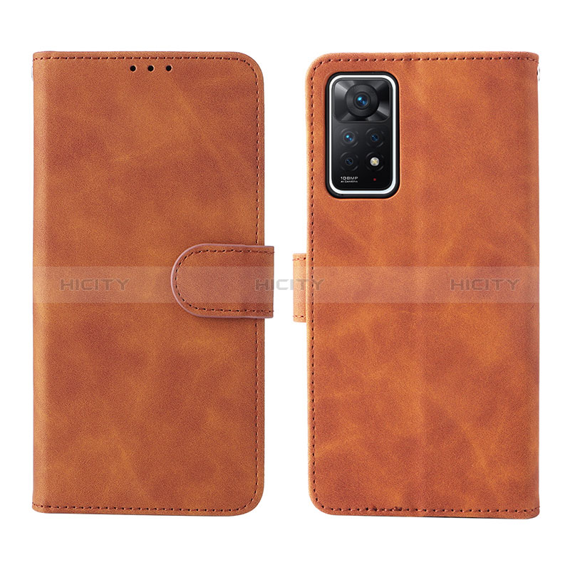 Coque Portefeuille Livre Cuir Etui Clapet L01Z pour Xiaomi Redmi Note 11 Pro 4G Marron Plus