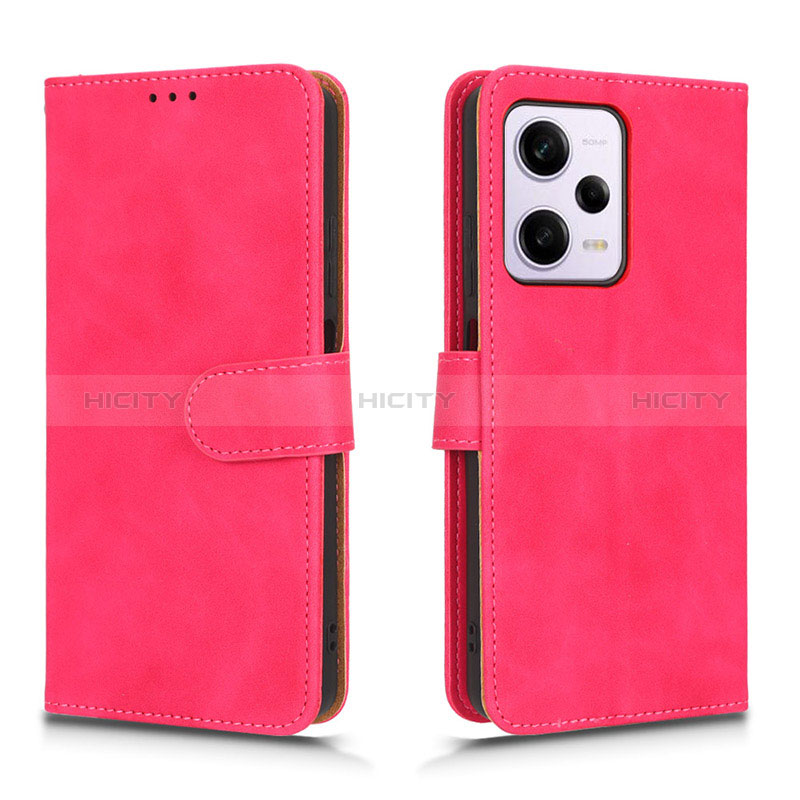 Coque Portefeuille Livre Cuir Etui Clapet L01Z pour Xiaomi Redmi Note 12 Pro 5G Rose Rouge Plus