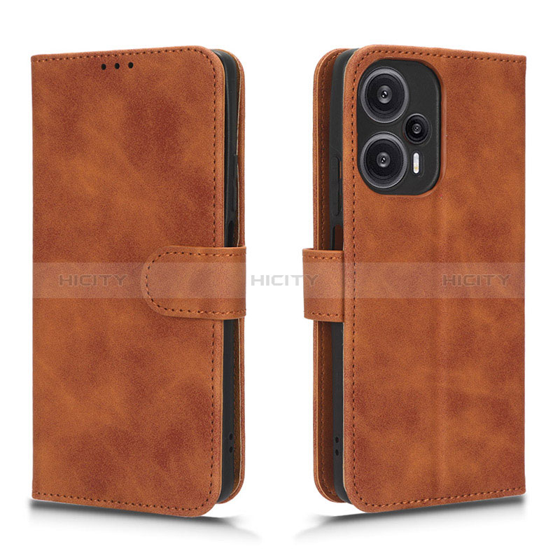 Coque Portefeuille Livre Cuir Etui Clapet L01Z pour Xiaomi Redmi Note 12 Turbo 5G Marron Plus