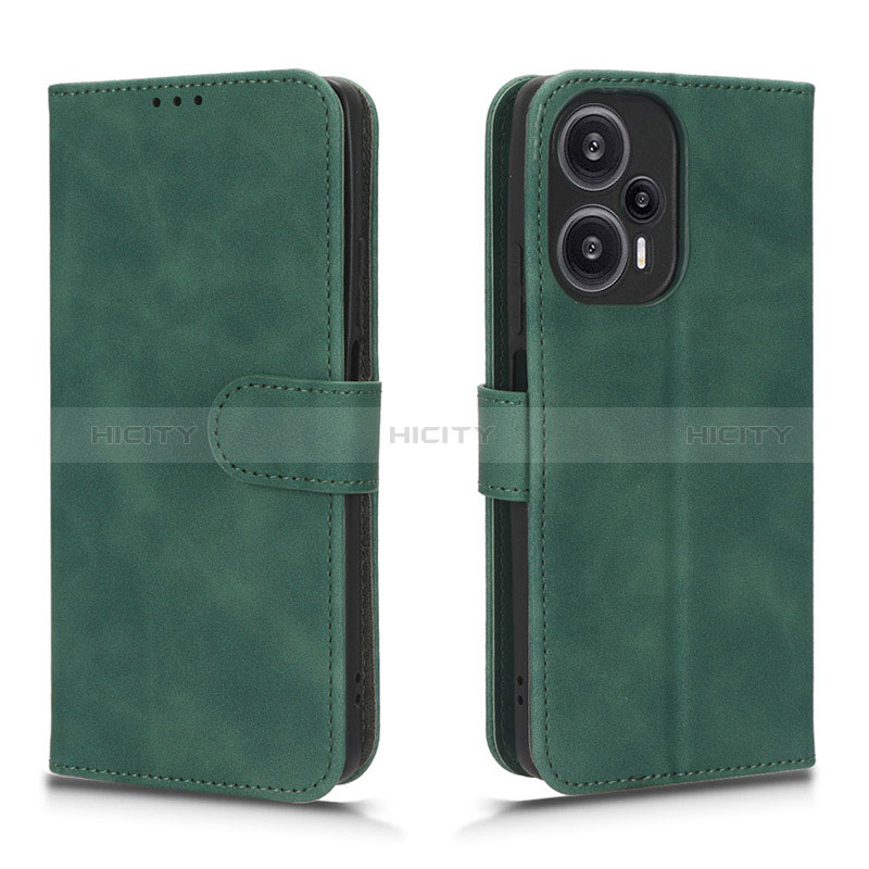 Coque Portefeuille Livre Cuir Etui Clapet L01Z pour Xiaomi Redmi Note 12 Turbo 5G Vert Plus