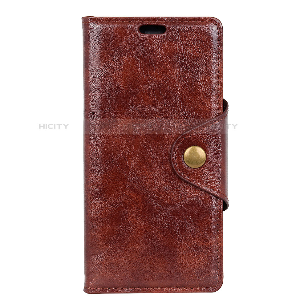 Coque Portefeuille Livre Cuir Etui Clapet L02 pour Alcatel 1 Marron Plus