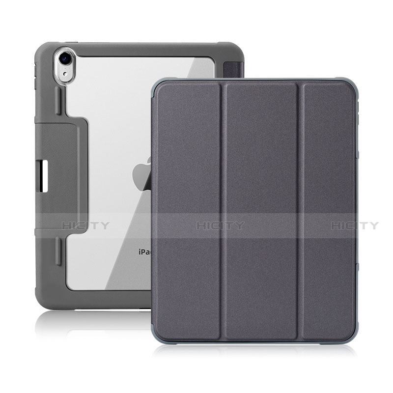 Coque Portefeuille Livre Cuir Etui Clapet L02 pour Apple iPad Air 10.9 (2020) Gris Plus