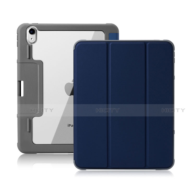 Coque Portefeuille Livre Cuir Etui Clapet L02 pour Apple iPad Air 5 10.9 (2022) Bleu Royal Plus