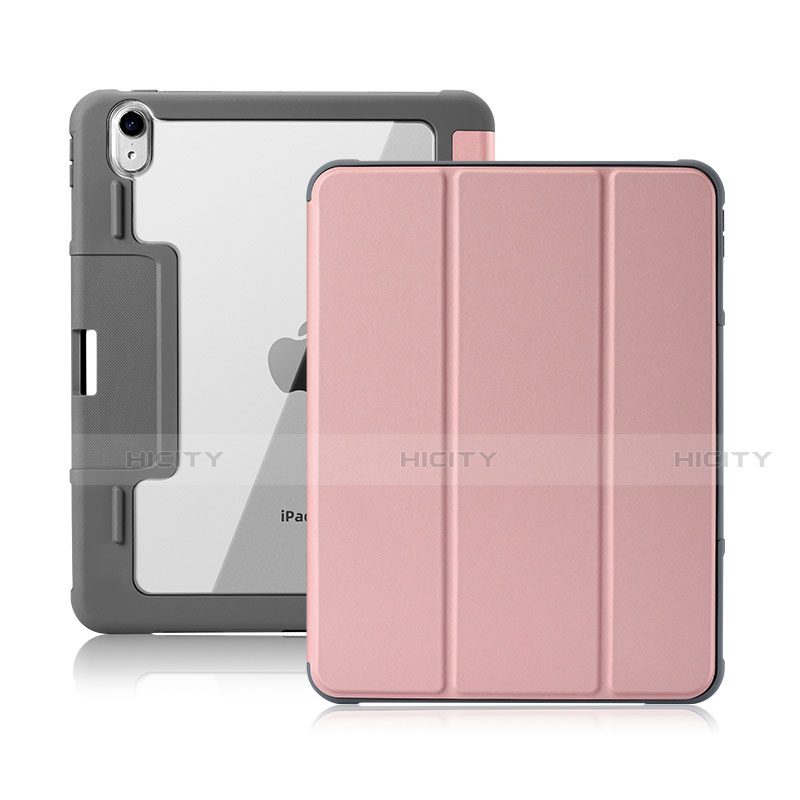 Coque Portefeuille Livre Cuir Etui Clapet L02 pour Apple New iPad Air 10.9 (2020) Rose Plus