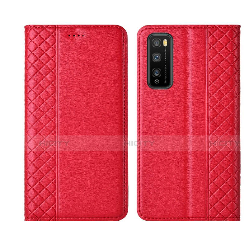 Coque Portefeuille Livre Cuir Etui Clapet L02 pour Huawei Enjoy 20 Pro 5G Rouge Plus