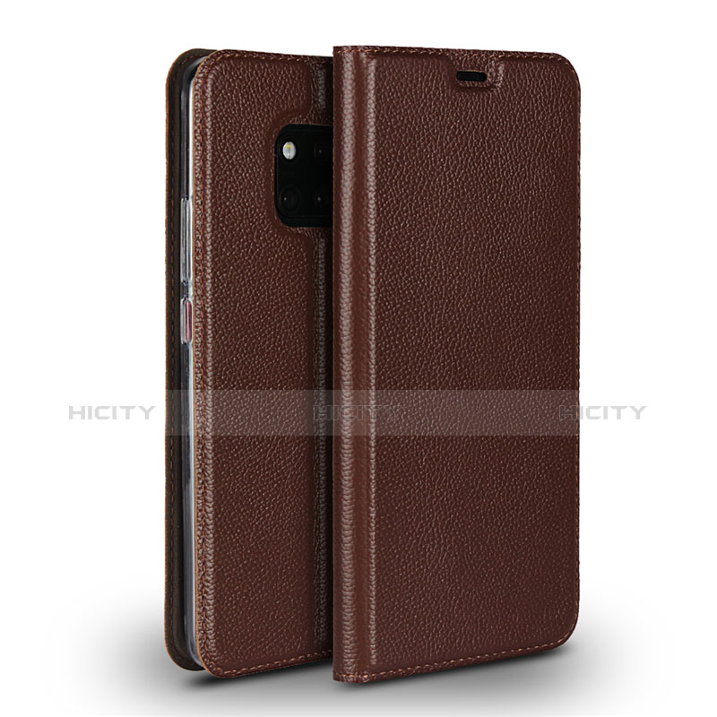 Coque Portefeuille Livre Cuir Etui Clapet L02 pour Huawei Mate 20 Pro Marron Plus