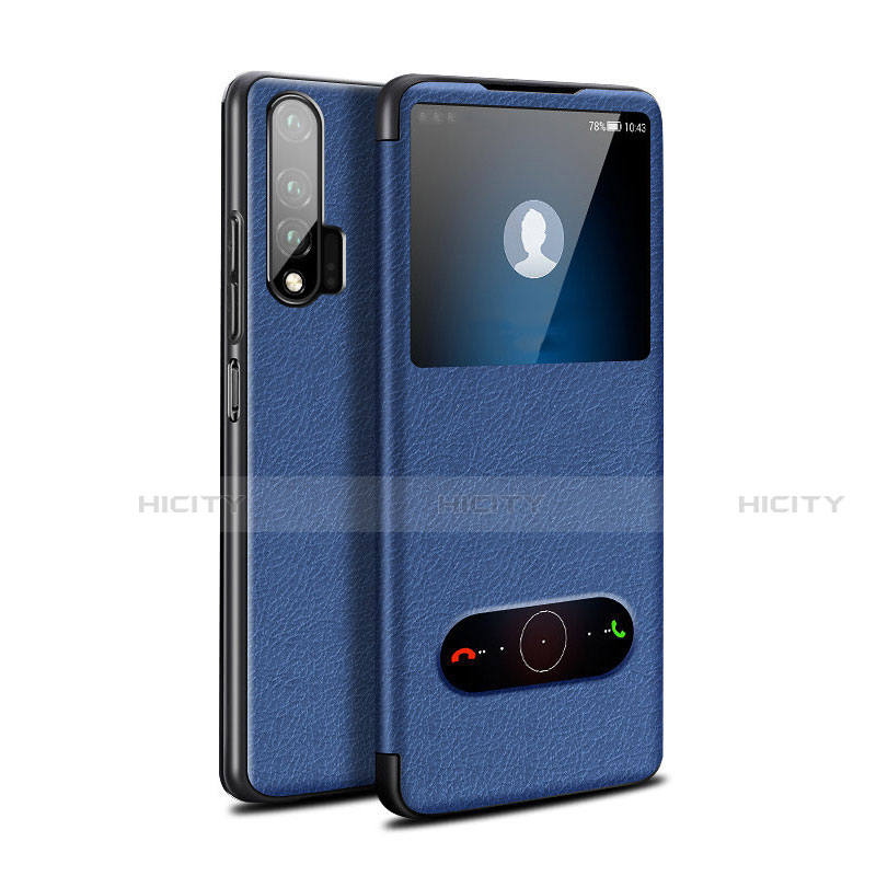 Coque Portefeuille Livre Cuir Etui Clapet L02 pour Huawei Nova 6 5G Bleu Plus