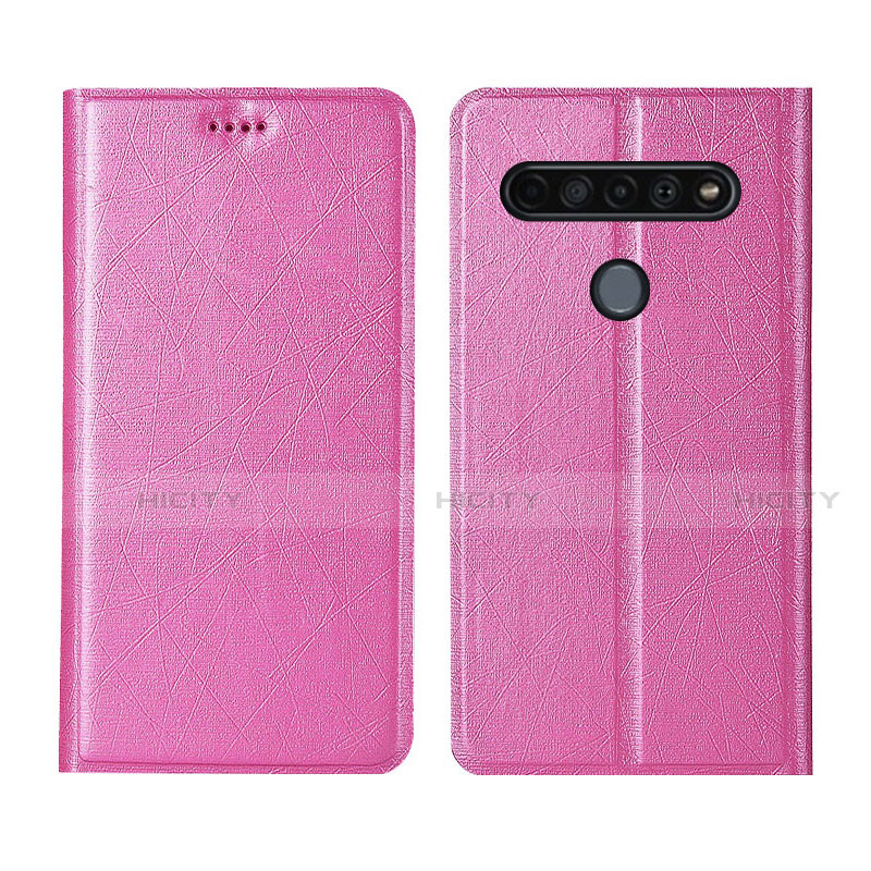 Coque Portefeuille Livre Cuir Etui Clapet L02 pour LG K41S Rose Plus