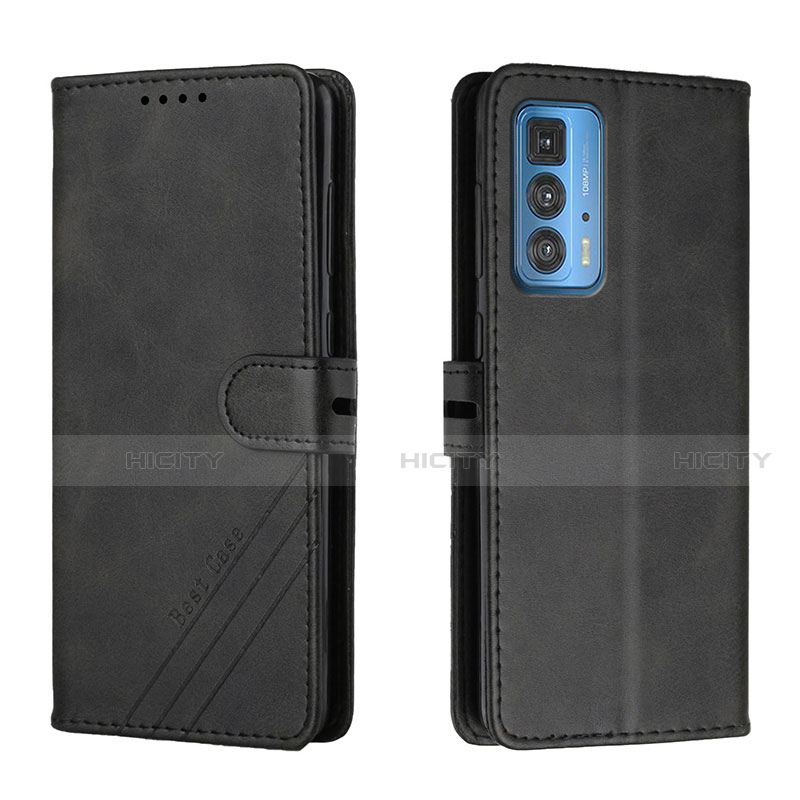 Coque Portefeuille Livre Cuir Etui Clapet L02 pour Motorola Moto Edge 20 Pro 5G Noir Plus