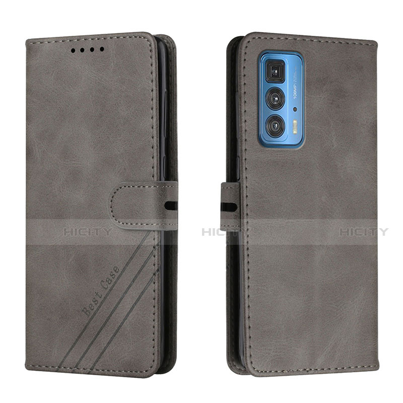 Coque Portefeuille Livre Cuir Etui Clapet L02 pour Motorola Moto Edge S Pro 5G Gris Fonce Plus