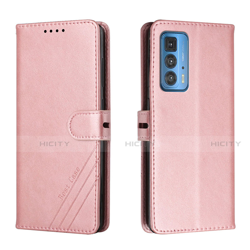 Coque Portefeuille Livre Cuir Etui Clapet L02 pour Motorola Moto Edge S Pro 5G Or Rose Plus