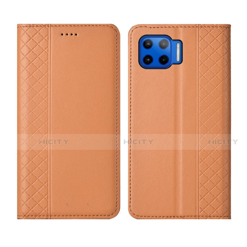 Coque Portefeuille Livre Cuir Etui Clapet L02 pour Motorola Moto G 5G Plus Orange Plus