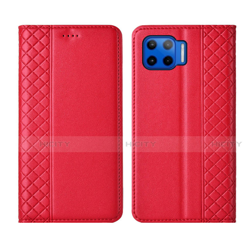 Coque Portefeuille Livre Cuir Etui Clapet L02 pour Motorola Moto G 5G Plus Rouge Plus