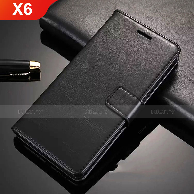 Coque Portefeuille Livre Cuir Etui Clapet L02 pour Nokia X6 Noir Plus