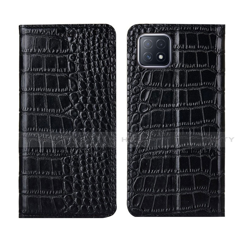 Coque Portefeuille Livre Cuir Etui Clapet L02 pour Oppo A72 5G Noir Plus