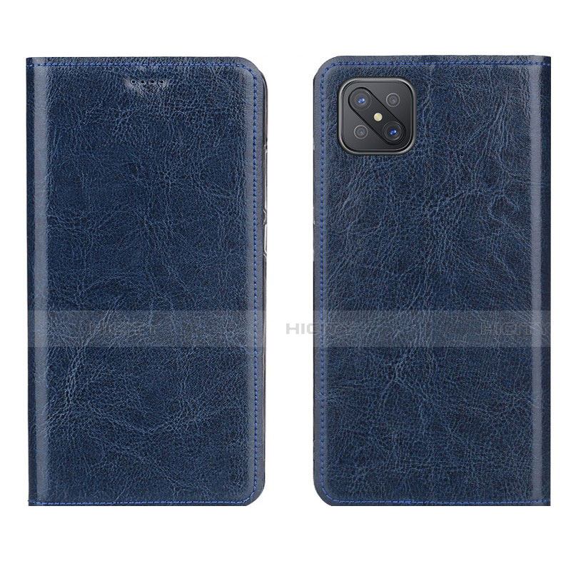 Coque Portefeuille Livre Cuir Etui Clapet L02 pour Oppo A92s 5G Bleu Plus