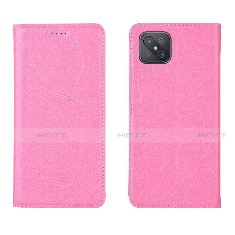 Coque Portefeuille Livre Cuir Etui Clapet L02 pour Oppo A92s 5G Rose Plus