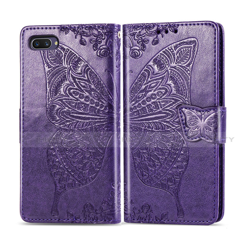 Coque Portefeuille Livre Cuir Etui Clapet L02 pour Oppo AX5 Violet Plus