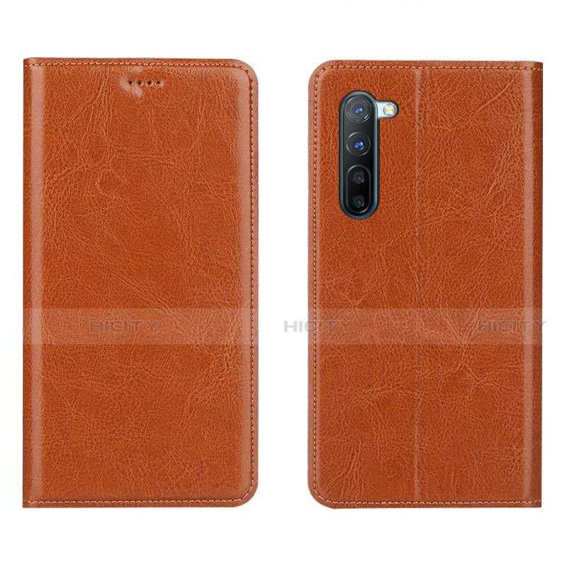 Coque Portefeuille Livre Cuir Etui Clapet L02 pour Oppo F15 Orange Plus