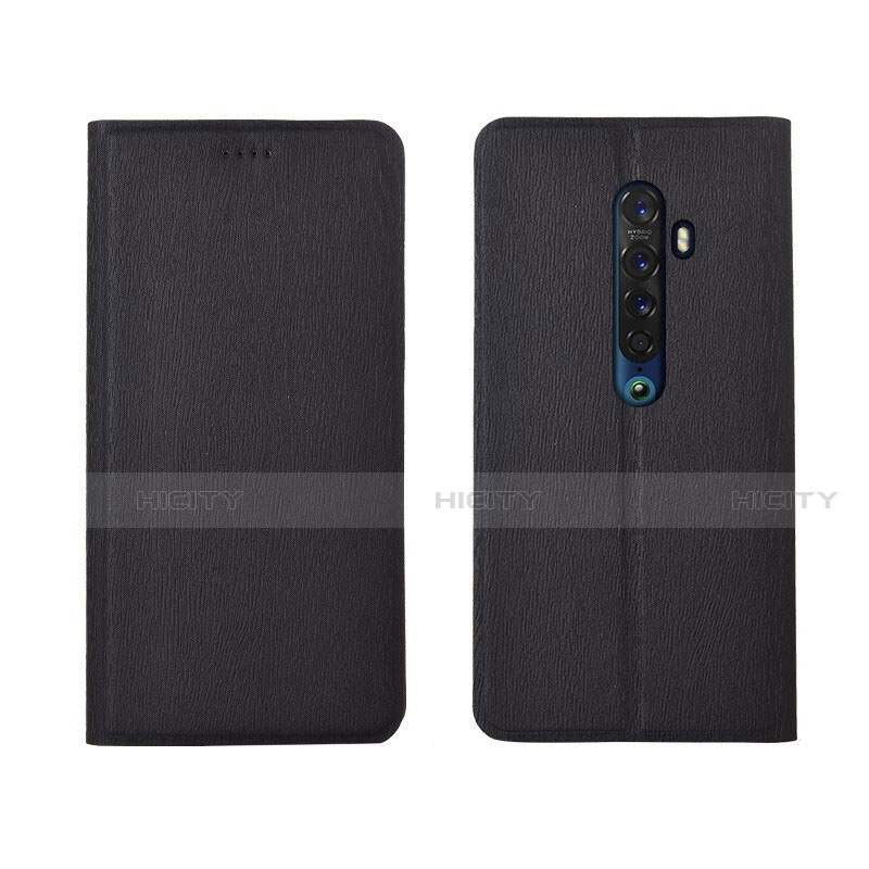 Coque Portefeuille Livre Cuir Etui Clapet L02 pour Oppo Reno2 Noir Plus