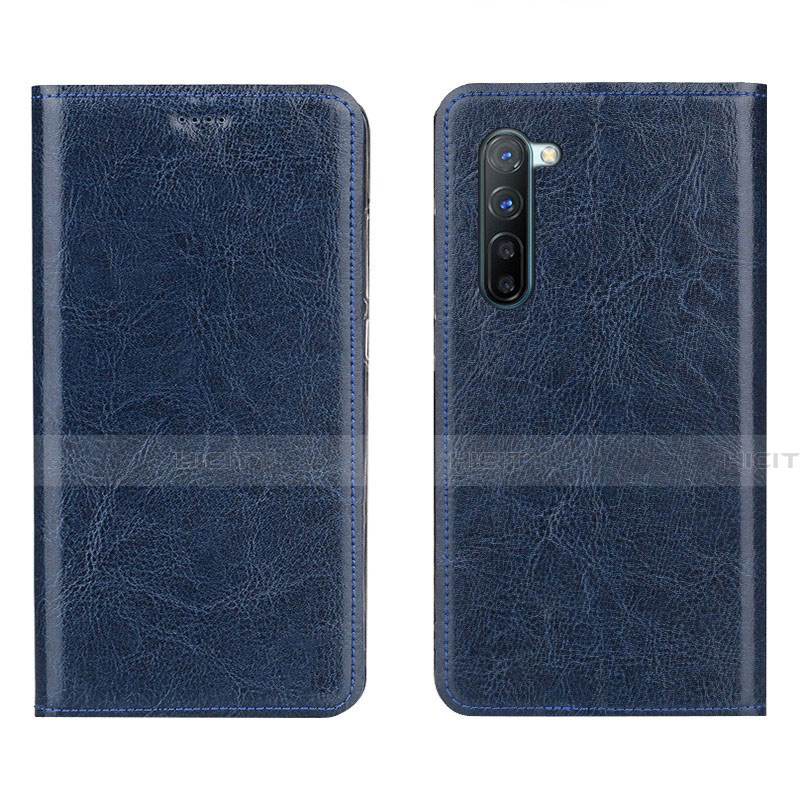 Coque Portefeuille Livre Cuir Etui Clapet L02 pour Oppo Reno3 Bleu Plus