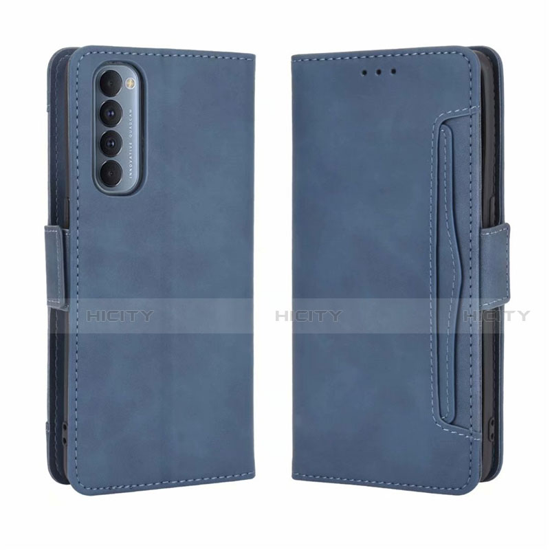 Coque Portefeuille Livre Cuir Etui Clapet L02 pour Oppo Reno4 Pro 4G Bleu Plus