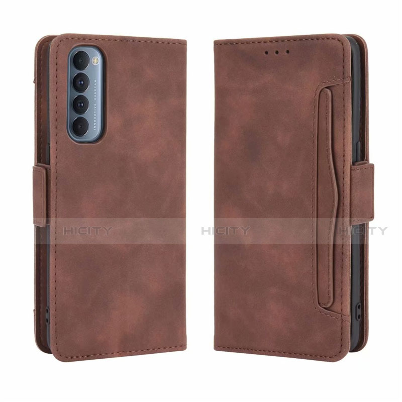 Coque Portefeuille Livre Cuir Etui Clapet L02 pour Oppo Reno4 Pro 4G Marron Plus