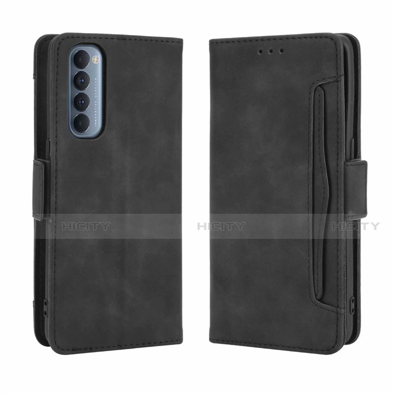 Coque Portefeuille Livre Cuir Etui Clapet L02 pour Oppo Reno4 Pro 4G Noir Plus