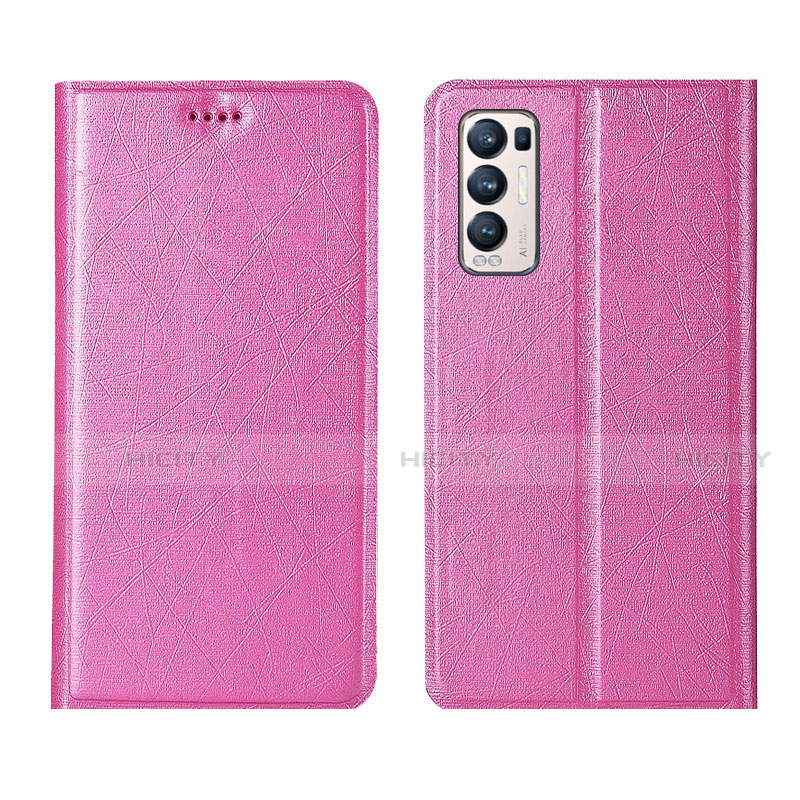 Coque Portefeuille Livre Cuir Etui Clapet L02 pour Oppo Reno5 Pro+ Plus 5G Rose Plus