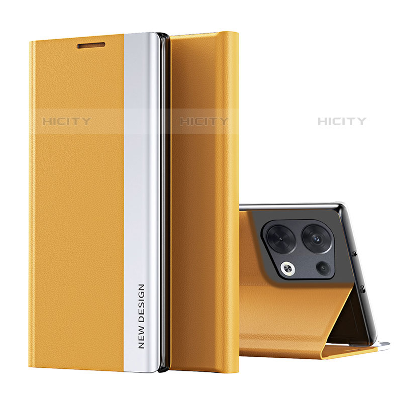 Coque Portefeuille Livre Cuir Etui Clapet L02 pour Oppo Reno9 5G Jaune Plus