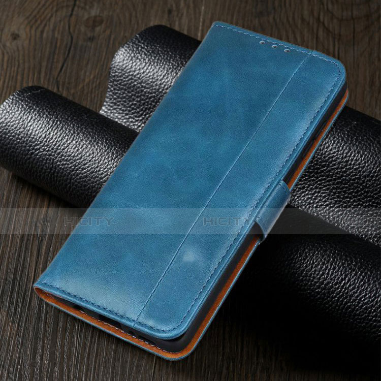 Coque Portefeuille Livre Cuir Etui Clapet L02 pour Realme 5 Bleu Ciel Plus