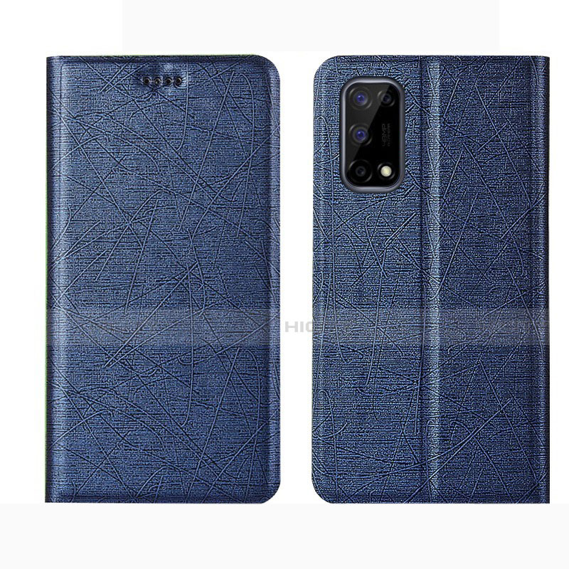 Coque Portefeuille Livre Cuir Etui Clapet L02 pour Realme Q2 5G Bleu Plus