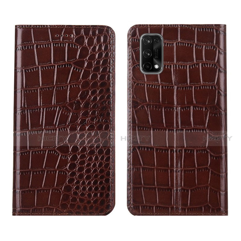 Coque Portefeuille Livre Cuir Etui Clapet L02 pour Realme X7 Pro 5G Marron Plus