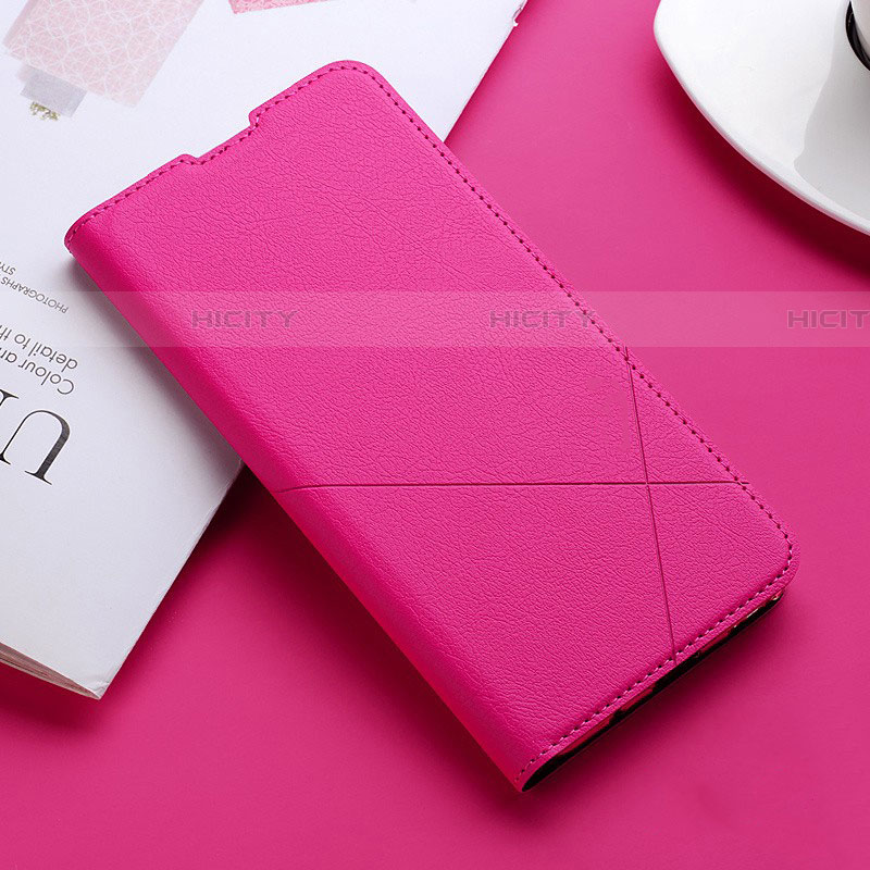 Coque Portefeuille Livre Cuir Etui Clapet L02 pour Realme XT Rose Rouge Plus