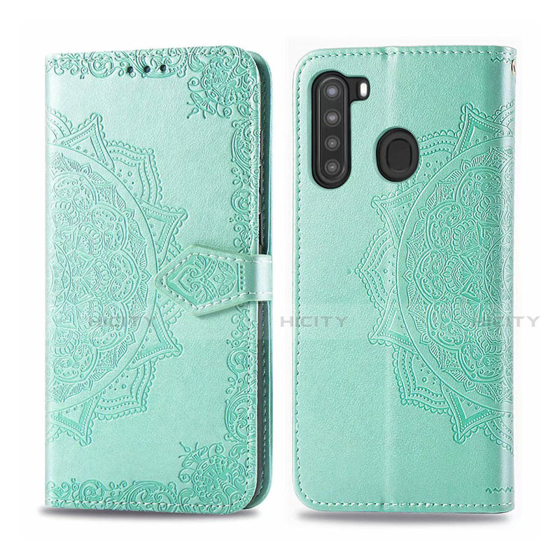 Coque Portefeuille Livre Cuir Etui Clapet L02 pour Samsung Galaxy A21 Pastel Vert Plus