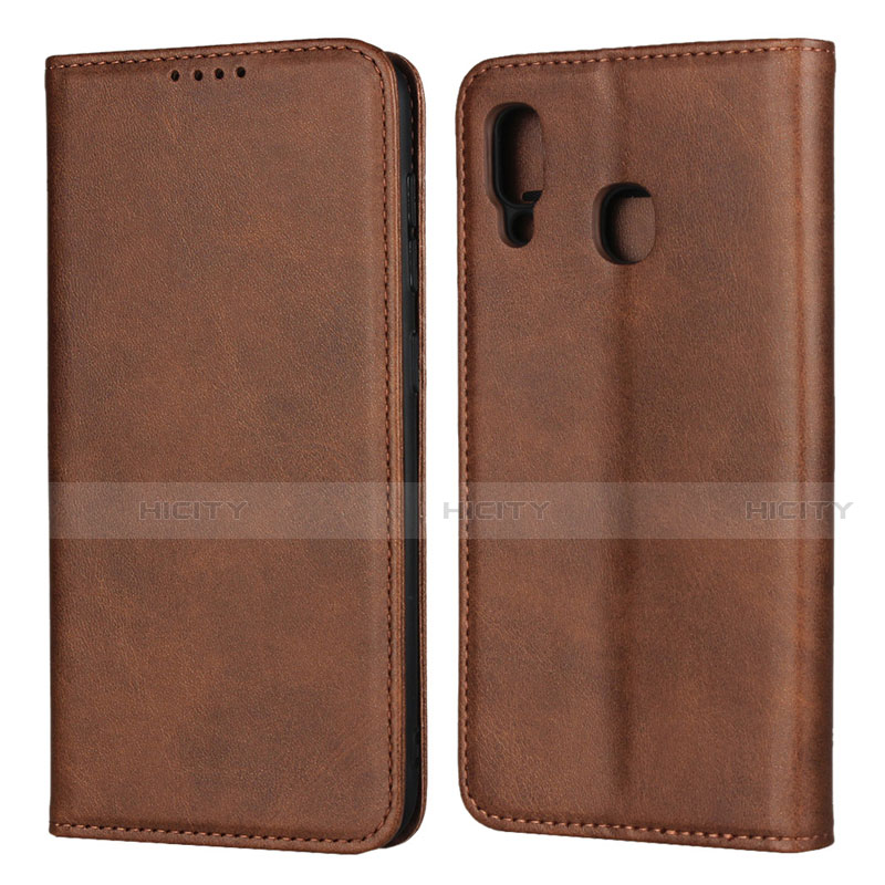 Coque Portefeuille Livre Cuir Etui Clapet L02 pour Samsung Galaxy A30 Marron Plus