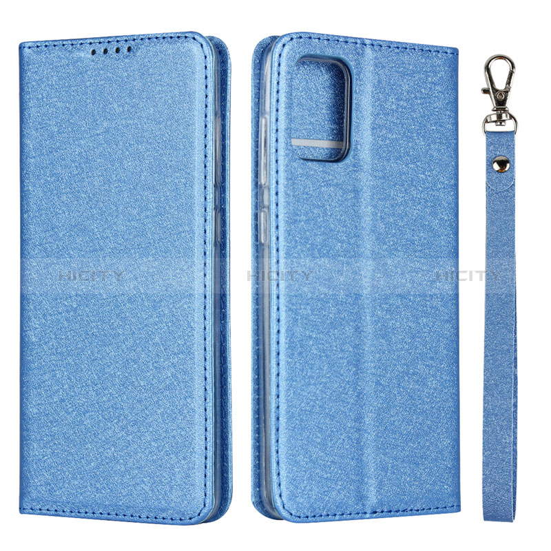 Coque Portefeuille Livre Cuir Etui Clapet L02 pour Samsung Galaxy M40S Bleu Ciel Plus