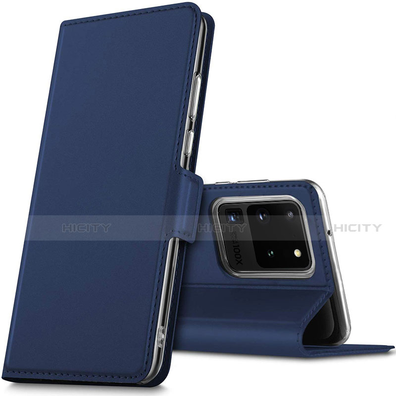 Coque Portefeuille Livre Cuir Etui Clapet L02 pour Samsung Galaxy S20 Ultra 5G Bleu Plus