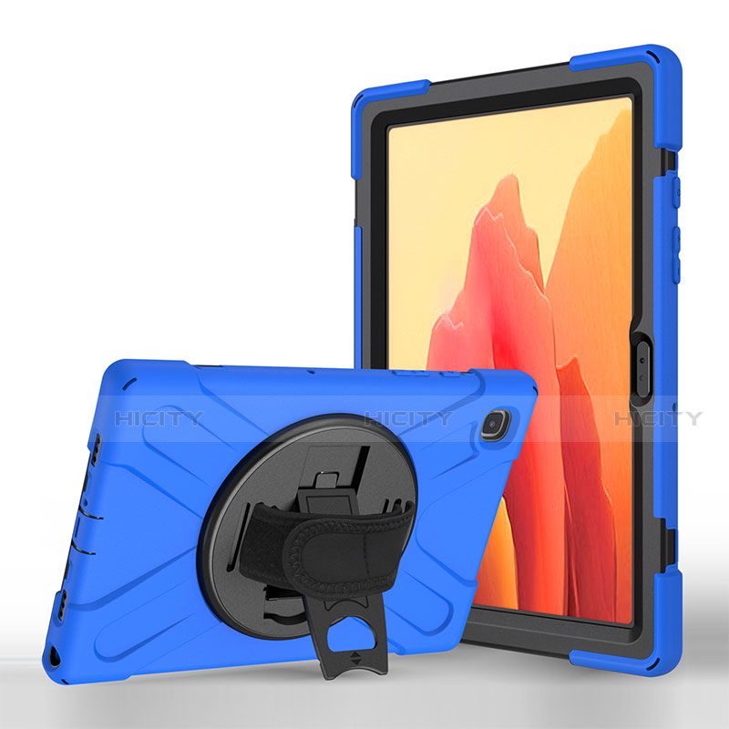 Coque Portefeuille Livre Cuir Etui Clapet L02 pour Samsung Galaxy Tab A7 4G 10.4 SM-T505 Bleu Plus