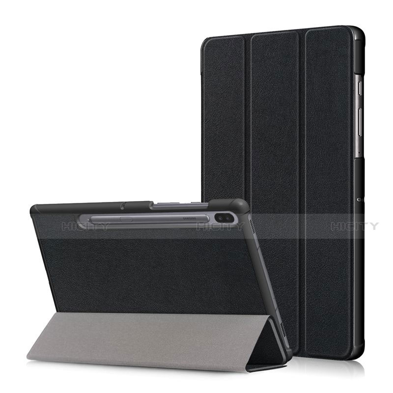 Coque Portefeuille Livre Cuir Etui Clapet L02 pour Samsung Galaxy Tab S6 10.5 SM-T860 Noir Plus