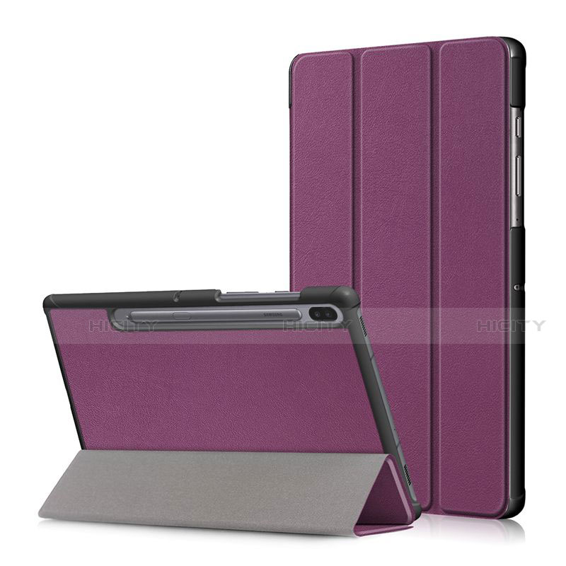 Coque Portefeuille Livre Cuir Etui Clapet L02 pour Samsung Galaxy Tab S6 10.5 SM-T860 Violet Plus